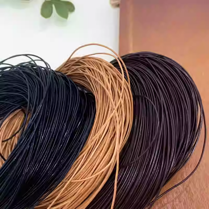 超细牛皮绳1/1.5/2mm植鞣革圆皮绳复古真皮牛皮diy编织项链手链绳
